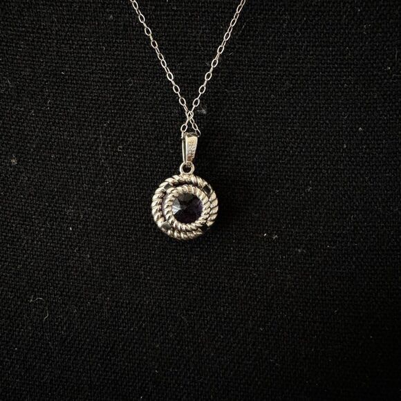 Dainty Amethyst Necklace Sterling Silver Chain - Picture 5 of 6